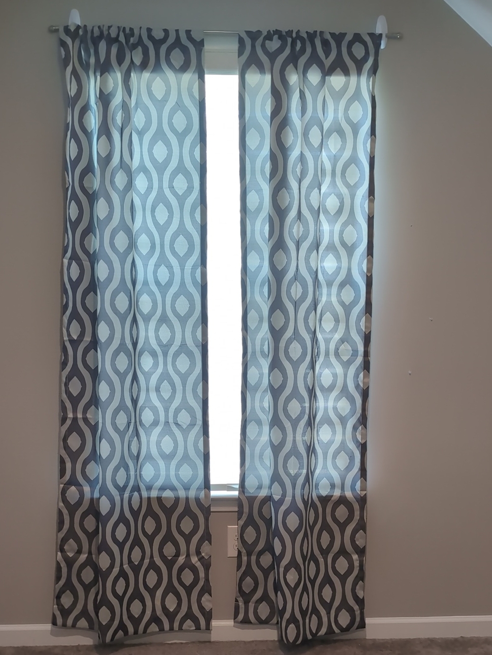 Mainstays Gray Geometric Sheer Curtain Panels